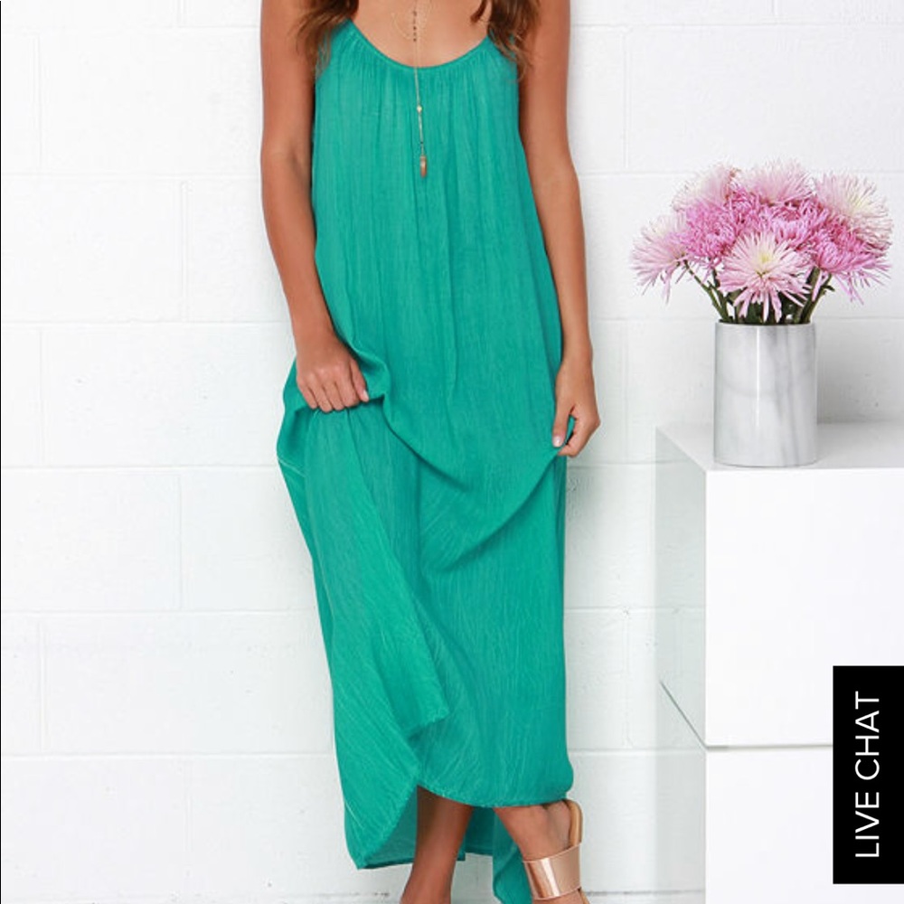 WINDSWEPT WANDERER WASHED SEA GREEN MAXI DRESS
